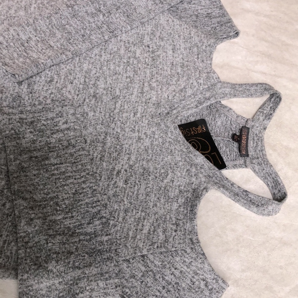 Heather Gray Open Shoulder Dress Size S - Picture 3 of 7